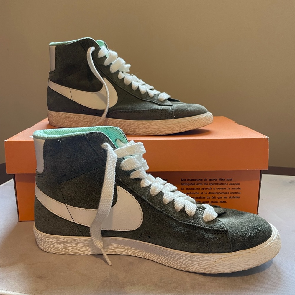 Nike Vintage Olive Suede Blazer High Top Sneakers